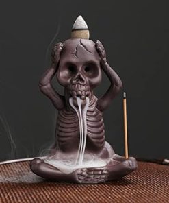 Comeon Skull Decor Incense Stick Holder Reverse Flow Censer Incense Waterfall Burner + Backflow Incense Cones, Incense Sticks, Tweezer, Mat (Don't Listen)