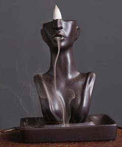 YYW Statue Backflow Incense Holder Incense Burner Waterfall Aromatherapy Ornament Home Decor with Incense Cones and Incense Stick (Black)