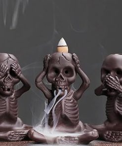 Comeon Backflow Incense Burner Skull Decor Incense Stick Holder Reverse Flow Censer Incense Waterfall Burner + Backflow Incense Cones, Incense Sticks, Tweezer, Mat (Set of 3)