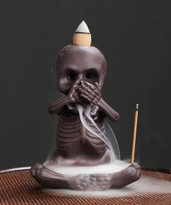 Comeon Backflow Incense Burner Skull Decor Incense Stick Holder Reverse Flow Censer Incense Waterfall Burner + Backflow Incense Cones, Incense Sticks, Tweezer, Mat (Don't Say)