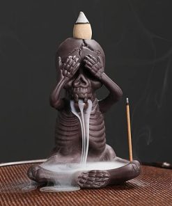 Comeon Backflow Incense Burner Skull Decor Incense Stick Holder Reverse Flow Censer Incense Waterfall Burner + Backflow Incense Cones, Incense Sticks, Tweezer, Mat (Don't See)