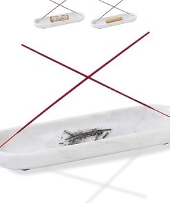 FasolaHome Incense Holder, Natural Marble Incense Burner, Incense Stick Holder for Meditation, insence-Sticks Holder, 10.6inch Ash Catcher (White)