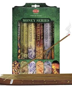 Hem Incense Sticks Variety Pack #3 and Incense Stick Holder Bundle with 6 Money Series Fragrances