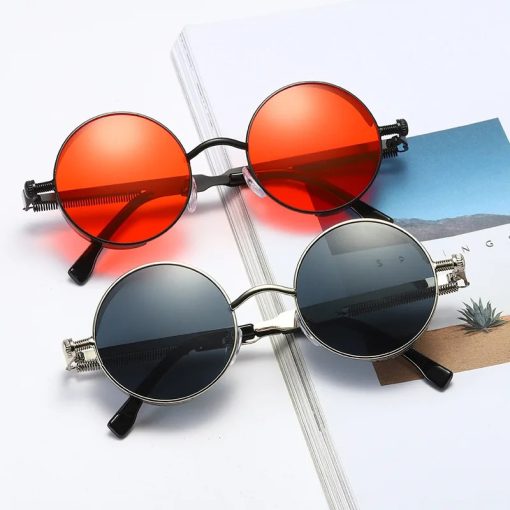 Vintage Steampunk Round Sunglasses – Retro Metal Frame for Men & Women