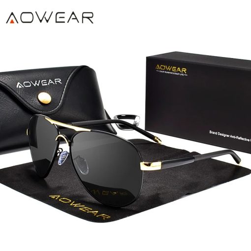 AOWEAR Polarized Pilot Sunglasses – Stylish HD Mirror Shades for Men