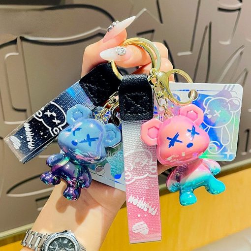 Acrylic Bear Charm – Cartoon Graffiti Keychain for Phone, Bag, Car | Xmas Gift